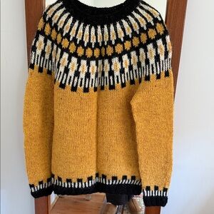 Cozy Mustard and Black Patterned Sweater